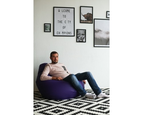 Кресло Мешок Груша Фиолетовая ЭкоКожа